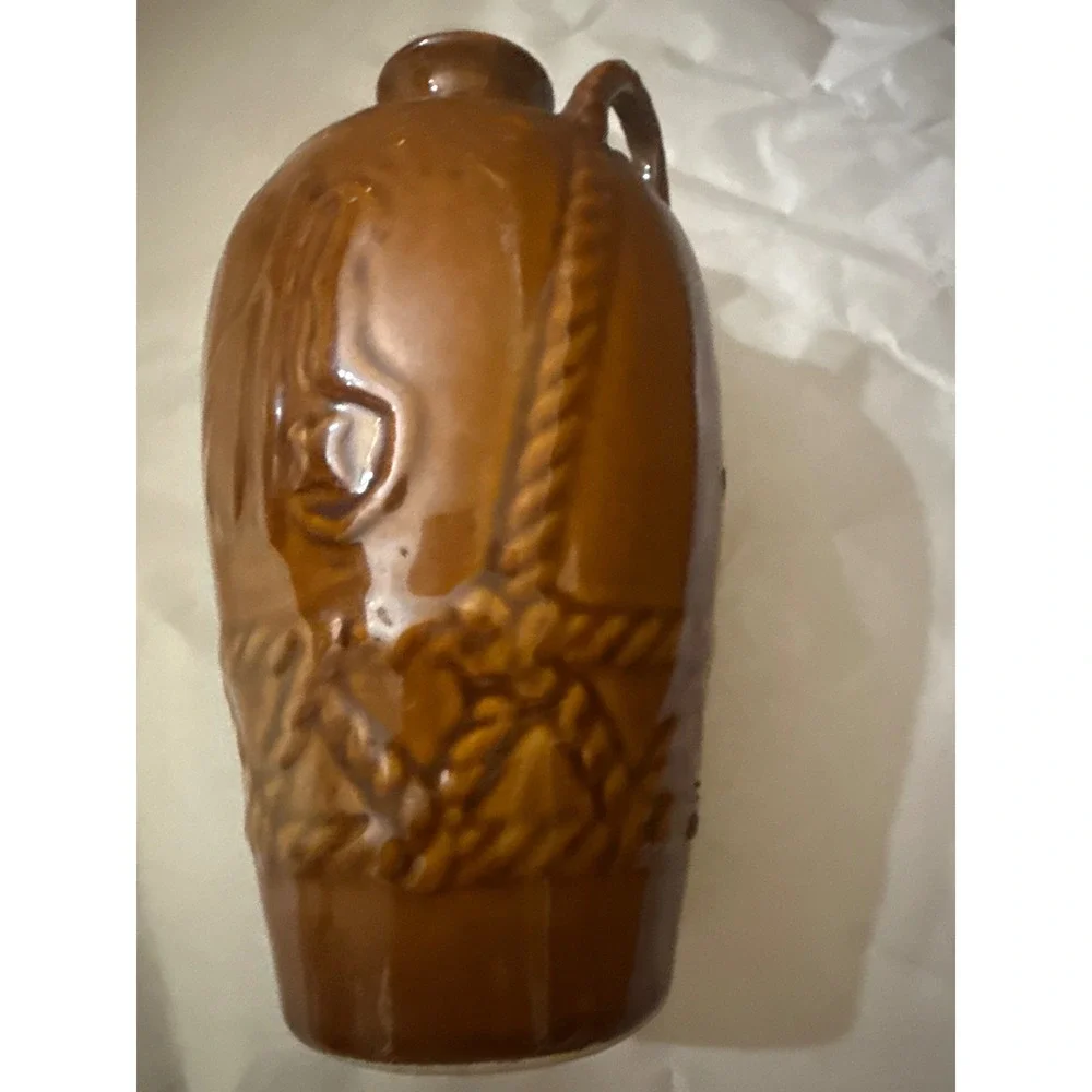 Vintage Chinese Kinmen Daqu Kaoliang Liquor Bottle Brown Glazed Pottery Decanter